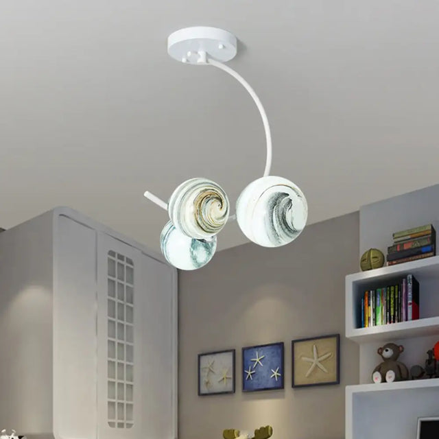 Modern Style Glass Pendant Chandelier With Black/White Finish - 3/5 Lights 3 / White