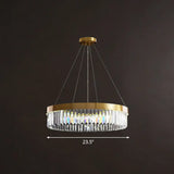 Modern Style Gold Chandelier Light With Crystal Prism: Perfect For Living Room / 23.5’