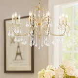 Modern Style Hanging Candle Lamp with Crystal Accent 3/6 Lights Chandelier in Gold 10 / Gold
