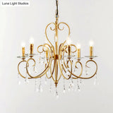 Modern Style Hanging Candle Lamp with Crystal Accent 3/6 Lights Chandelier in Gold