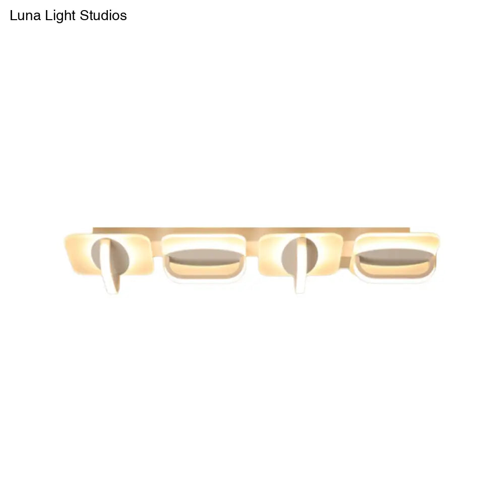 Modern Style Led Linear Ceiling Light Flushmount Design In Warm/White 31.5’/39’ W - White Acrylic