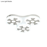 Modern Style White Floral Ceiling Lamp - Acrylic Flush Mount Light For Study Room & Corridor