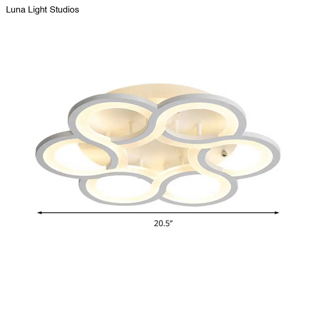 Modern Stylish White Acrylic Led Ceiling Fixture For Hotels - Petal Semi Mount Light