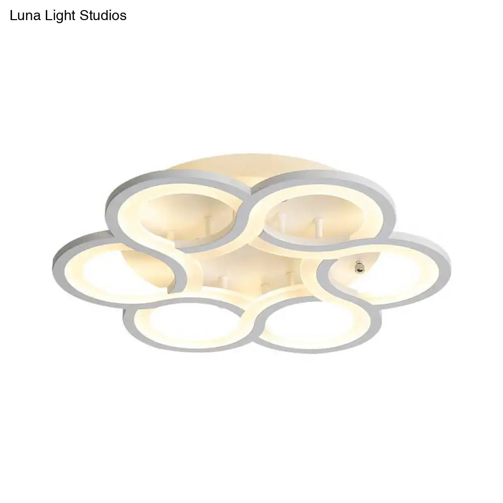 Modern Stylish White Acrylic Led Ceiling Fixture For Hotels - Petal Semi Mount Light