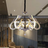 Modern Swan Head Acrylic Chandelier With Crystal Drop - 6 Bulbs Chrome Finish White/Warm/Natural