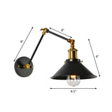 Modern Swing Arm Wall Lamp For Bedroom - Warehouse Black/White And Brass Iron 8+8/12+12 With 1 Bulb