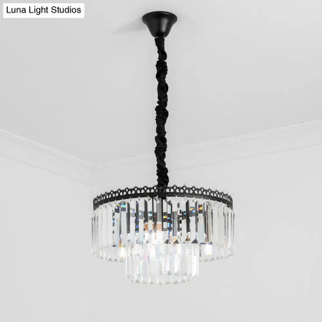 Modern Swirl Crystal Chandelier Light Fixture - 2/3 Tiers 4/9 Lights Clear Hanging Ceiling