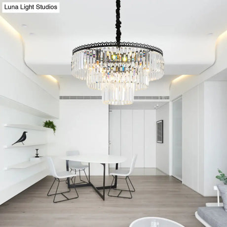 Modern Swirl Crystal Chandelier Light Fixture - 2/3 Tiers 4/9 Lights Clear Hanging Ceiling