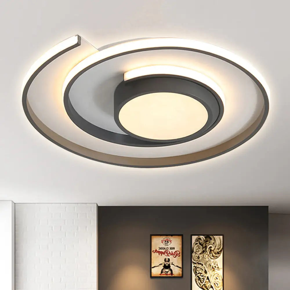 Modern Swirl Led Ceiling Lamp For Energy - Saving Study Room Lighting Grey / 16.5’ White
