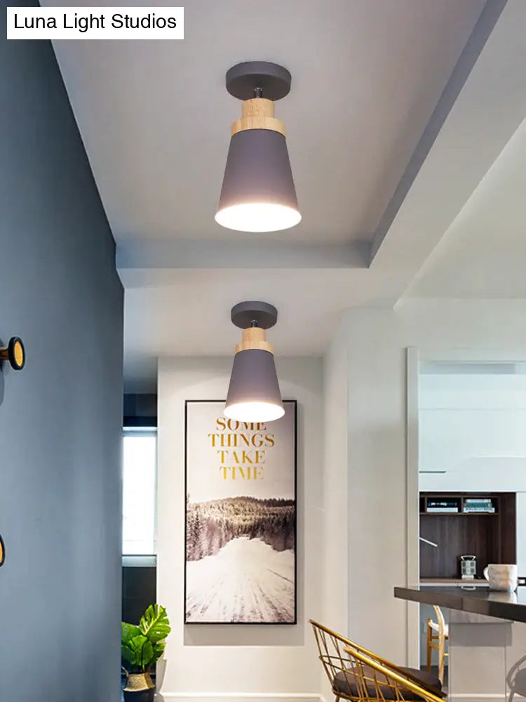 Modern Tapered Ceiling Flush Mount Light - Stylish Metal Close To Lighting Fixture