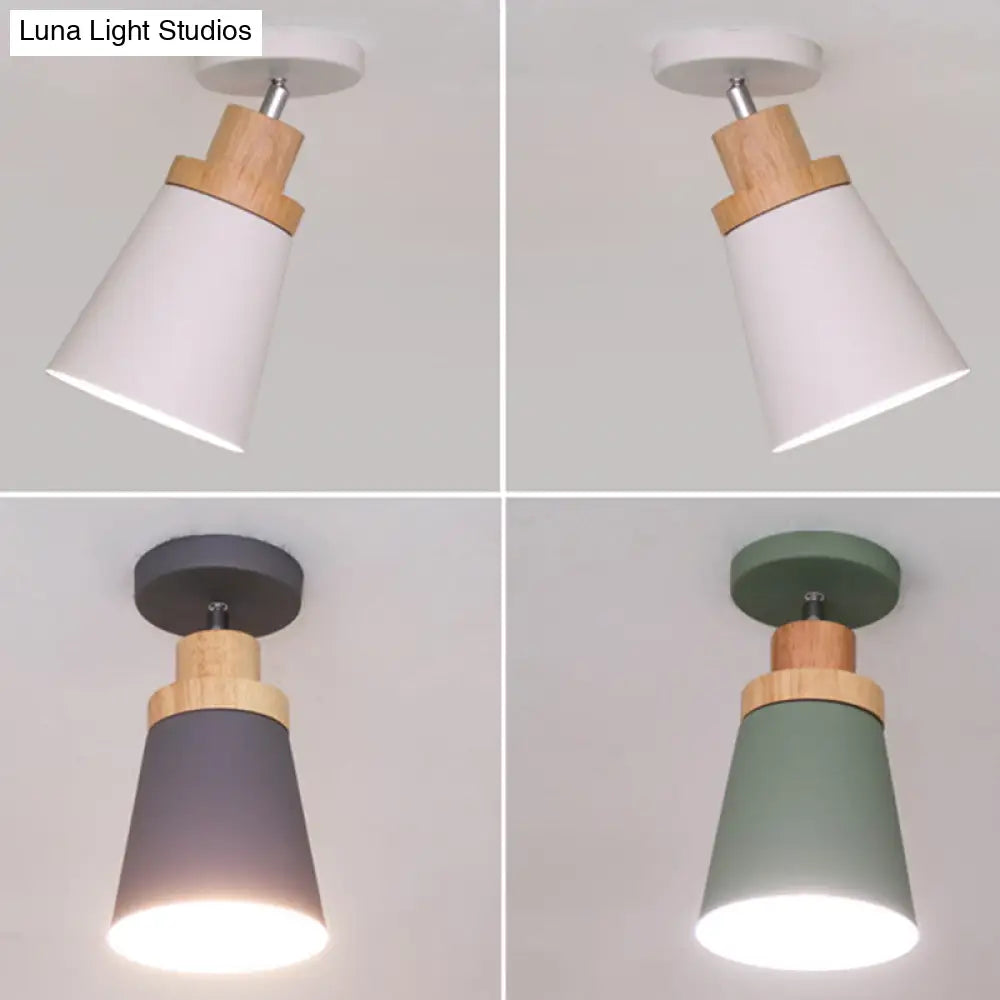 Modern Tapered Ceiling Flush Mount Light - Stylish Metal Close To Lighting Fixture