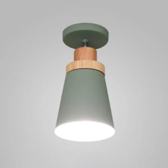 Modern Tapered Ceiling Flush Mount Light - Stylish Metal Close To Lighting Fixture Green