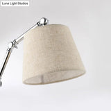 Modern Tapered Desk Lamp - Adjustable Arm Beige 1-Light Reading Book Light