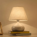 Modern Tapered Drum Table Lamp - Fabric Shade Single Nightstand Lighting White