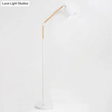 Modern Tapered Floor Reading Lamp - Nordic Design Swing Arm 1 Bulb Black/White & Wood