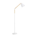 Modern Tapered Floor Reading Lamp - Nordic Design Swing Arm 1 Bulb Black/White & Wood White / A