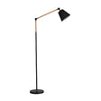 Modern Tapered Floor Reading Lamp - Nordic Design Swing Arm 1 Bulb Black/White & Wood Black / A
