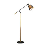 Modern Tapered Floor Reading Lamp - Nordic Design Swing Arm 1 Bulb Black/White & Wood Black / B