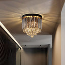 Modern Tapered Flush Mount Fixture Clear Crystal Draping Ceiling Light In Black - 2/4 Heads