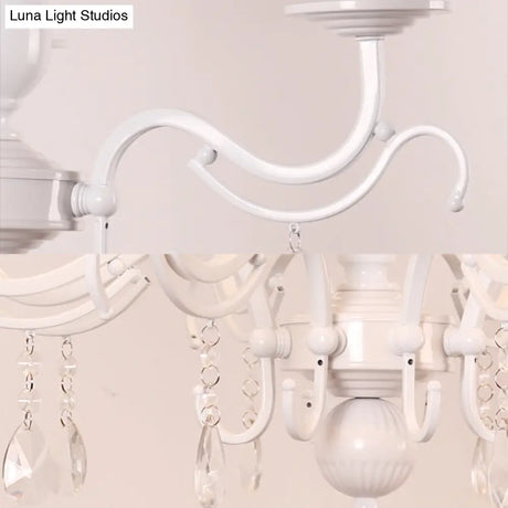 Modern Tapered Shade Baby Bedroom Chandelier With Crystal Accent - Metal Hanging Light
