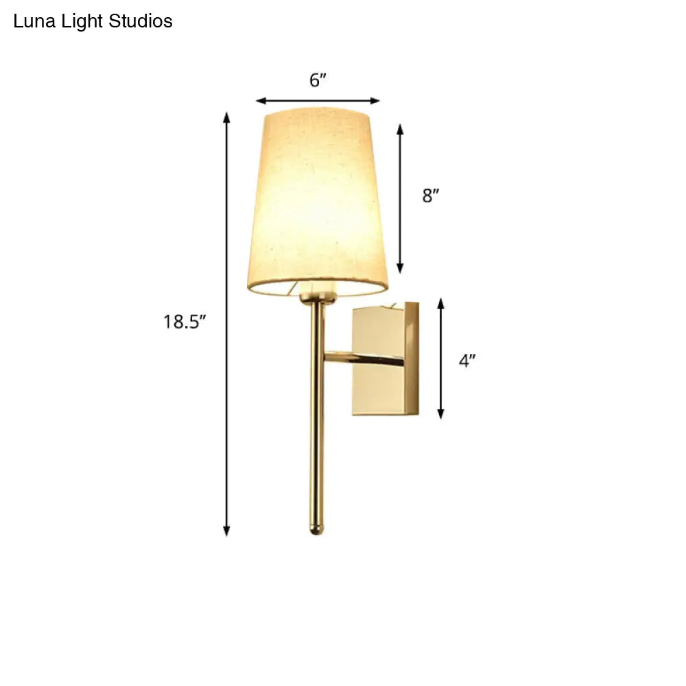 Modern Tapered Wall Sconce With Fabric Shade Chrome Finish - Led Bedside Lighting