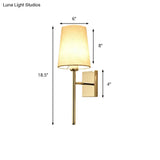 Modern Tapered Wall Sconce With Fabric Shade Chrome Finish - Led Bedside Lighting