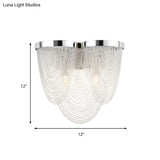 Modern Tassel Wall Light With 2 Aluminum Lights In Chrome Finish For Bedroom
