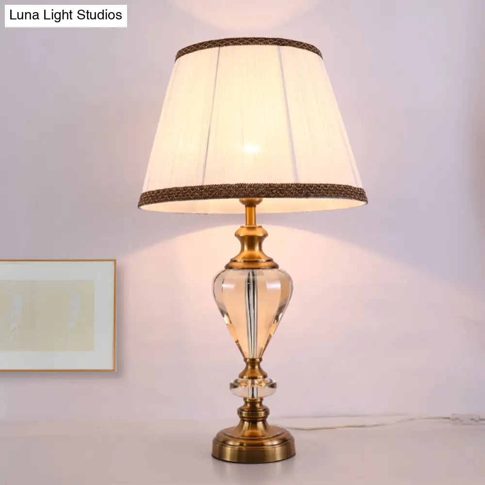 Modern Teardrop Crystal Task Lamp In Beige - Hand-Cut & Adjustable 1-Light Reading Nightlight