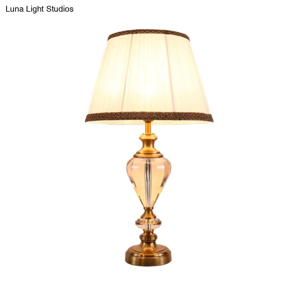 Modern Teardrop Crystal Task Lamp In Beige - Hand-Cut & Adjustable 1-Light Reading Nightlight