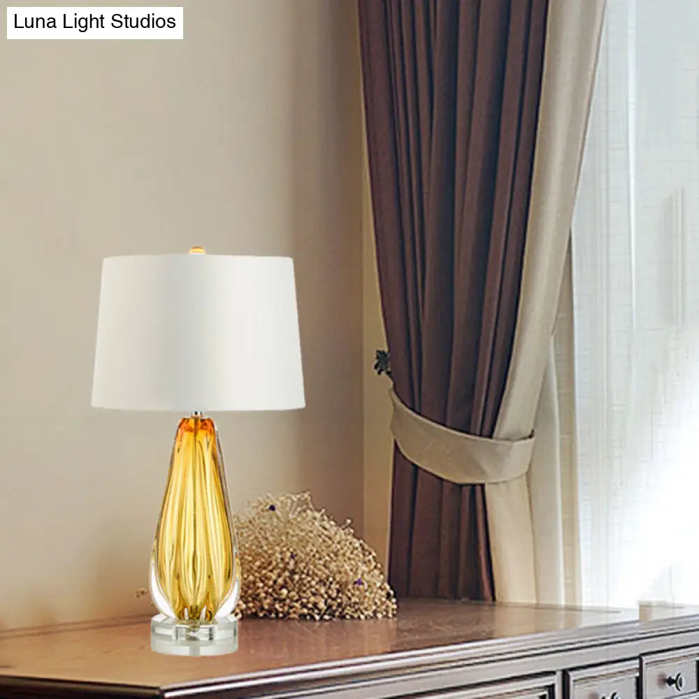 Modern Teardrop Fabric Table Lamp With Colored Glaze In White Finish