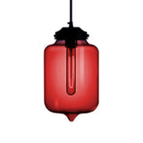 Modern Teardrop Glass Pendant Light With Red/Brown/Blue Hue - 1-Light Hanging Fixture Red