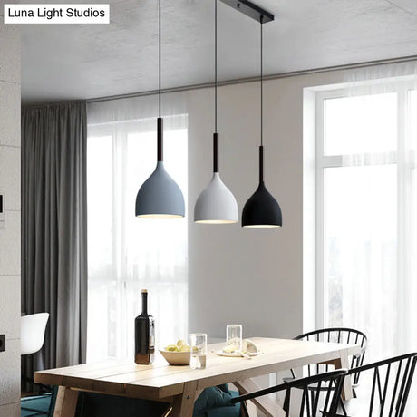 Modern Teardrop Multi Light Pendant - 3-Bulb Down Lighting In Black