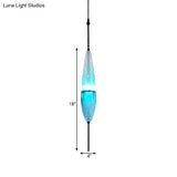 Modern Teardrop Pendant Light In Blue With White/Warm Glass Shade