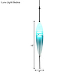 Modern Teardrop Pendant Light In Blue With White/Warm Glass Shade