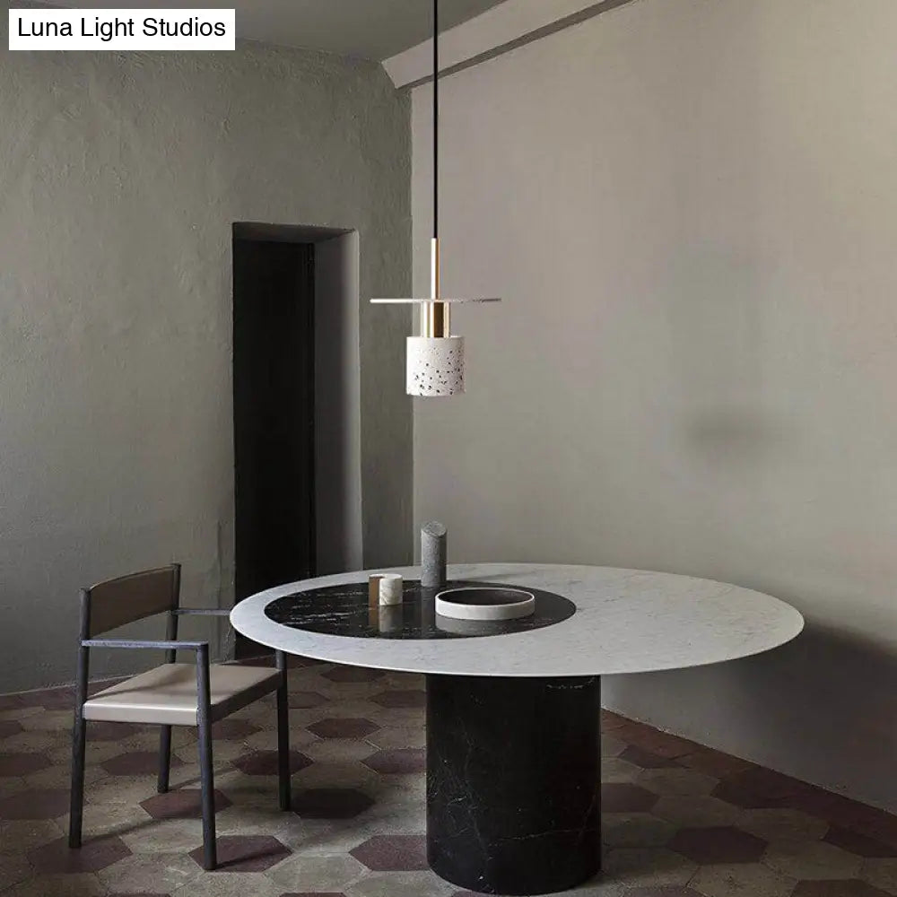 Terrazzo Drop Pendant Ceiling Lamp For Dining Room Modern Design Single Bulb Suspension White / 8