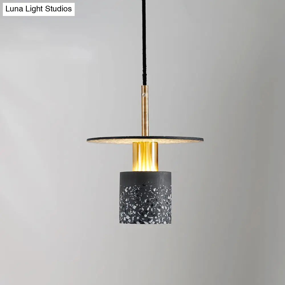 Terrazzo Drop Pendant Ceiling Lamp For Dining Room Modern Design Single Bulb Suspension Dark Gray /