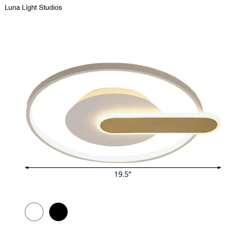 Modern Thin Button Ceiling Light: Acrylic Black/White - Gold Led Flush Mount