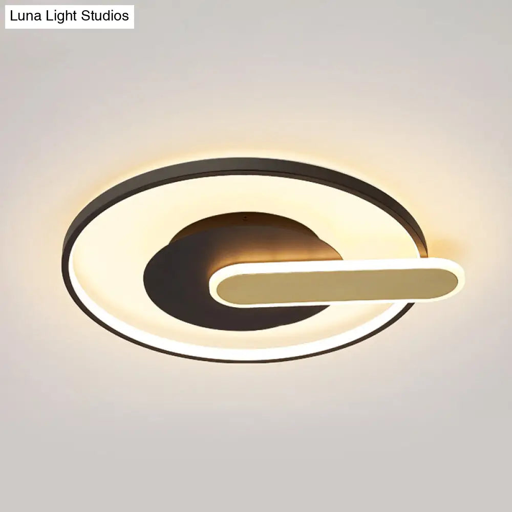 Modern Thin Button Ceiling Light: Acrylic Black/White - Gold Led Flush Mount