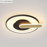 Modern Thin Button Ceiling Light: Acrylic Black/White - Gold Led Flush Mount