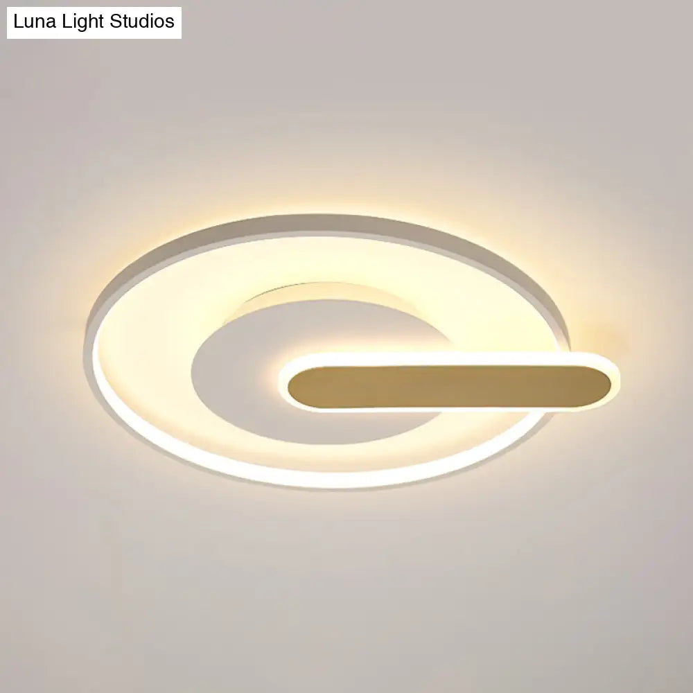 Modern Thin Button Ceiling Light: Acrylic Black/White - Gold Led Flush Mount