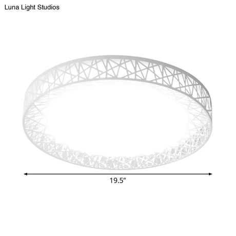 Modern Thin Iron Bird Nest Flush Light Fixture In White With Led Surface Ceiling Lamp And Recessed