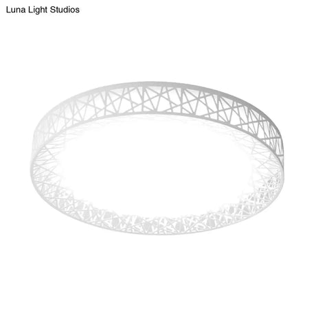 Modern Thin Iron Bird Nest Flush Light Fixture In White With Led Surface Ceiling Lamp And Recessed