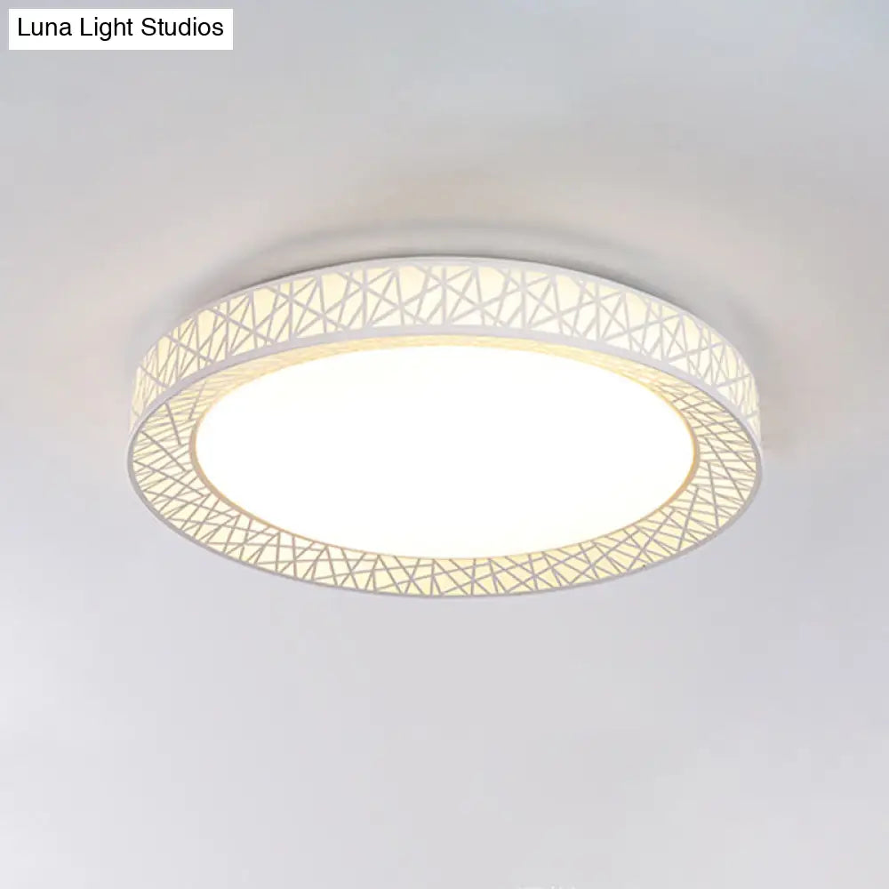 Modern Thin Iron Bird Nest Flush Light Fixture In White With Led Surface Ceiling Lamp And Recessed