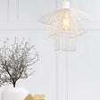 Modern Three-Tier Steel Cage Foyer Pendant Light - Black/White/Green White