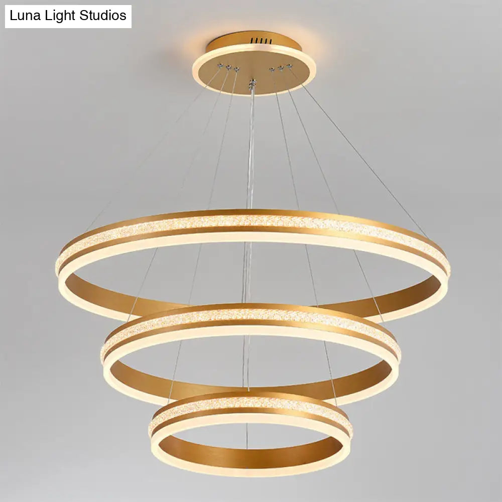 Modern Tiers Led Chandelier: Minimalist Acrylic Parlor Ring Suspension Light