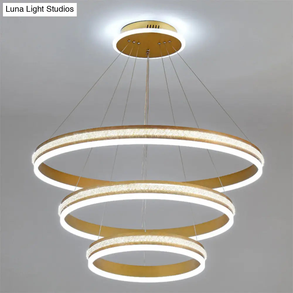 Modern Tiers Led Chandelier: Minimalist Acrylic Parlor Ring Suspension Light