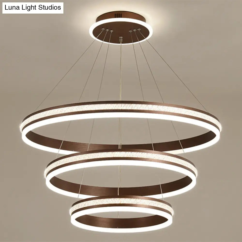 Modern Tiers Led Chandelier: Minimalist Acrylic Parlor Ring Suspension Light
