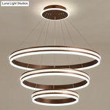 Modern Tiers Led Chandelier: Minimalist Acrylic Parlor Ring Suspension Light