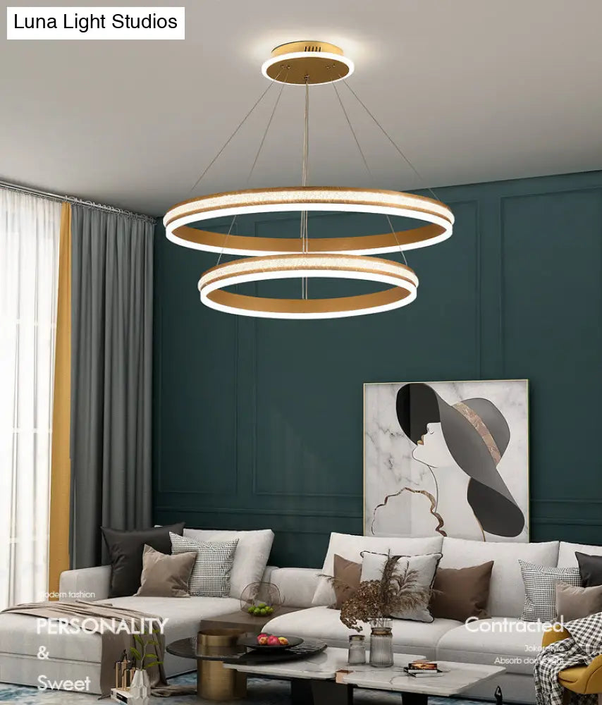 Modern Tiers Led Chandelier: Minimalist Acrylic Parlor Ring Suspension Light