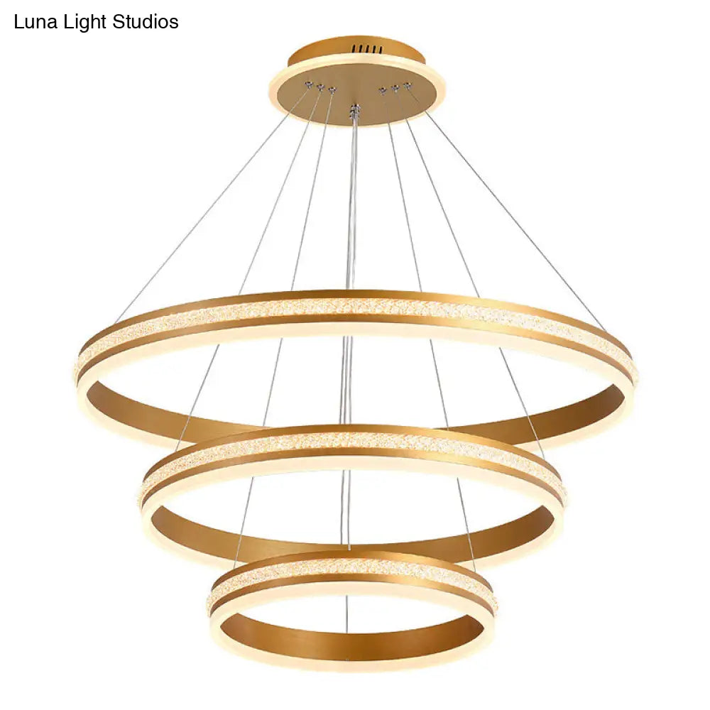 Modern Tiers Led Chandelier: Minimalist Acrylic Parlor Ring Suspension Light